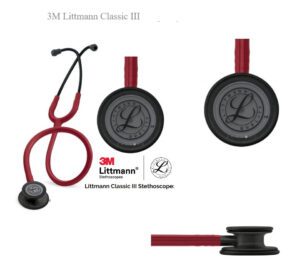 Steteskop Littmann® Classic 3M™ 5868 Siyah Dinleme Çanı-Bordo Hortum